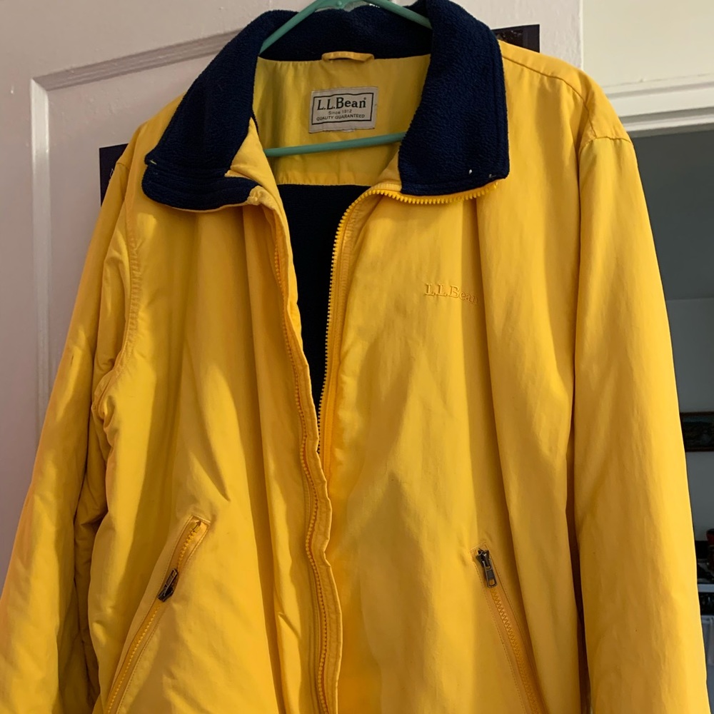 LL Bean Warm-Up Jacket, Fleece Lined in YELLOW🤩💛
